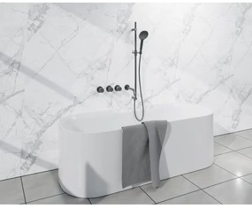 Fortifura Nebbio Badcombinatie-set - thermostaatkraan - glijstang met geïntegreerde wandaansluitbocht - metalen doucheslang - ronde handdouche - uitloop - gunmetal SW1183068 SW1111532 SW706207 SW799451 SW1183076 SW