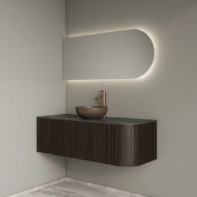 Gliss Design Alluro badmeubel ribbelfront met ronding rechts 120cm ebony en zwart leisteen toppaneel