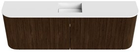 Mondiaz Joya 125cm toiletmeubel ronding links/rechts walnut met wastafel faye midden 1 kraangat talc