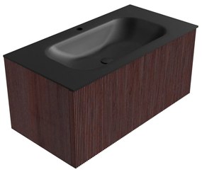 Mondiaz Kurve 90cm badmeubel ruby met 1 lade en wastafel big small midden 1 kraangat urban