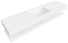 Zaro Alan badmeubel 180cm met planchet talc en vrijhangende wastafel cloud midden 1 kraangat talc
