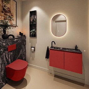 Mondiaz Ture DLux toiletmeubel 80cm fire met wastafel lava links met kraangat