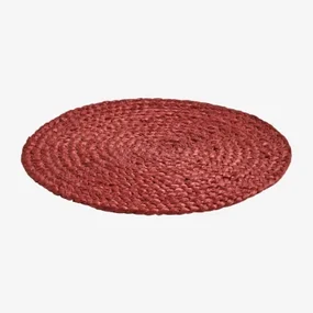 Ronde Jute Onderzetter Yorvet Rood – Bordeaux - Sklum