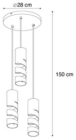 Moderne hanglamp zwart 3-lichts - Stream Modern GU10 rond Binnenverlichting Lamp
