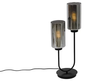 Smart tafellamp zwart met smoke glas 2-lichts incl. 2 Wifi ST64 - Laura Modern E27 rond Binnenverlichting Lamp