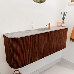 Mondiaz Joya DLux 115cm toiletmeubel ronding links/rechts ruby met wastafel faye midden 1 kraangat glace