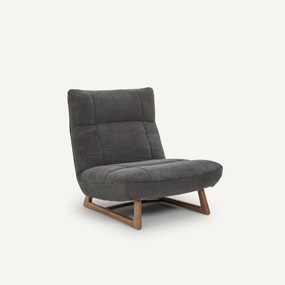 Fauteuil notenhout en geribd fluwelen stof, Lafar