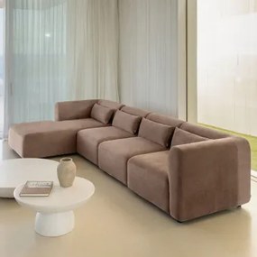 Fogler 4-delige Modulaire Chaise Longue-bank Links Corduroy Kameelbruin - Sklum