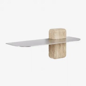 Serbian Roestvrijstalen Wandplank ↔︎ 45 Cm & Travertine - Sklum
