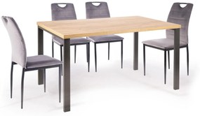 Stoel PAX grijs (stof Bluvel 14) - modern, gestoffeerd, fluweel, voor woonkamer, eetkamer, kantoor, met handgreep