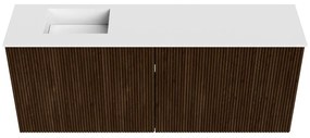 Mondiaz Joya 100cm toiletmeubel walnut met wastafel faye links zonder kraangat talc