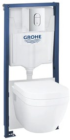 GROHE Euro Ceramic toiletset - Rapid SL inbouwreservoir - spoelrandloos - softclose zitting - bedieningsplaat chroom - glans wit 39702000