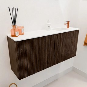 Mondiaz Joya 90cm toiletmeubel walnut met wastafel faye rechts 1 kraangat talc