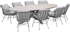 Garden Impressions Lucas tuinset 9-delig valley sand - Tulli tuintafel 280x140 cm - light teak vironwood