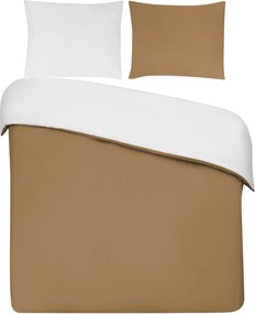 Dekbedovertrek Percal– 100% percal katoen – 140×200/220 – camel/wit