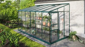 Vitavia Ida muurserre 7,8m² met veiligheidsglas - Donkergroen - Met dubbele schuifdeur (B120 cm) en fundering