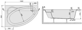 Plazan Ekoplus badkuip met paneel 140x90cm wit links inclusief potenset