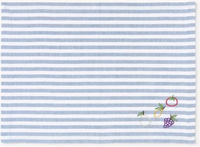 Gestreepte placemats Melony met geborduurde motieven, 2-delig