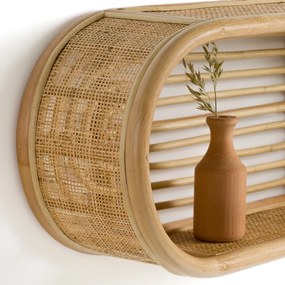 Grote wandplank in rotan, Gocco