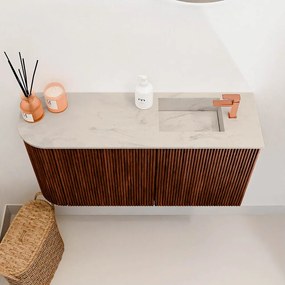 Mondiaz Joya DLux 80cm toiletmeubel ronding links ruby met wastafel faye rechts 1 kraangat opalo