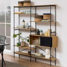 Eiken Boekenkast Met Opbergruimte - 173x27x188cm.