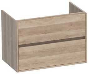 BRAUER Nexxt Wastafelonderkast - 80x46x55cm - 2 greeploze softclose lades - 1 sifonuitsparing - MFC - legno calore 1338