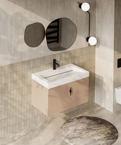 Muebles Calas badmeubel ribbelfront 80cm macchiato met solid surface wastafel met kraangat