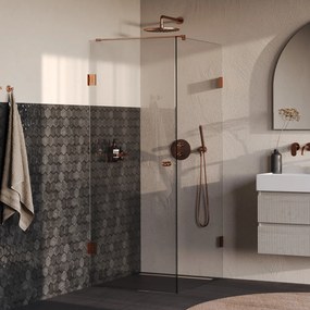 Brauer Void Carving profielloze douchecabine 90x100cm koper geborsteld PVD