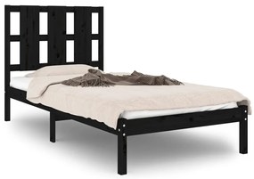 vidaXL Bedframe massief hout zwart 75x190 cm 2FT6 Small Single