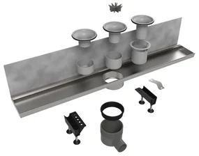 Easy Drain Multi Wall inbouwdeel RVS zonder rooster waterslot 30/35/50mm 90cm inbouw diepte 110mm met zijuitloop edmwi900