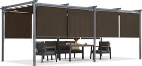 Bruine terraspergola met rolluiken La Palma 3x6 Garden Point