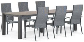 Tuinset 6 personen 240 cm Aluminium/textileen Grijs Hartman Sitges/Valley
