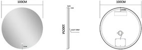 Fontana Kolo wastafelmeubel mat wit 100cm zwarte wastafel 2 kraangaten met ronde spiegel
