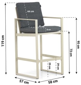 Barstoel Aluminium Taupe-naturel-bruin Lifestyle Garden Furniture Nuno