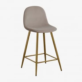 Glamm fluwelen hoge kruk Grijs – taupe & ↑65 cm & Goud - Sklum