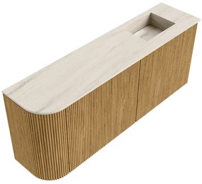 Mondiaz Joya DLux 100cm toiletmeubel ronding links oak met wastafel faye rechts zonder kraangat meli