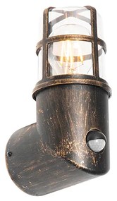Buiten wandlamp met bewegingsmelder antiek goud IP54 met bewegingssensor - Kiki Modern E27 IP54 Buitenverlichting