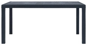 vidaXL Tuintafel 150x90x72 cm rattan-look kunststof antraciet