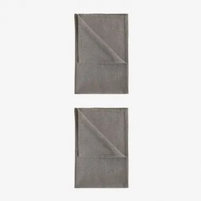 Set Van 2 Dasiel Katoenen Keukenhanddoeken Donkergrijs - Sklum