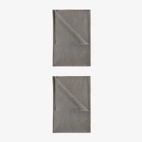 Set Van 2 Dasiel Katoenen Keukenhanddoeken Donkergrijs - Sklum