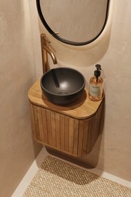 Livli Estrela toiletmeubel links 40cm ribbelfront met mat zwarte waskom