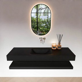 Zaro Alan badmeubel 140cm met planchet urban en vrijhangende wastafel cloud midden zonder kraangat urban