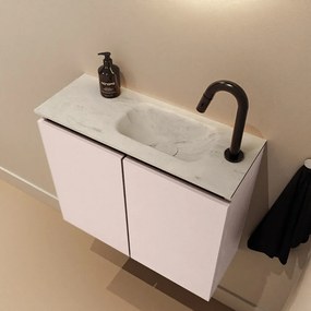 Mondiaz Ture DLux toiletmeubel 60cm rosee met wastafel opalo rechts met kraangat