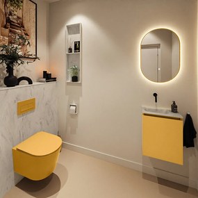 Mondiaz Ture DLux toiletmeubel 40cm ocher met wastafel opalo links zonder kraangat