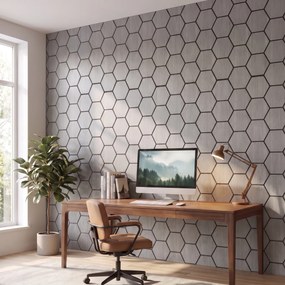 Hexagon Panel Grijs Walnoot 81CM | Akoestisch | Wanddecor | Zeshoekig