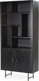 Zwarte Boekenkast Met Latjes - 96x37x200cm.
