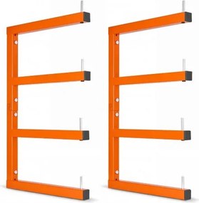 VEVOR 2-delig cantileverrek met 4 niveaus, houten opbergrek, 100 kg per niveau, oranje