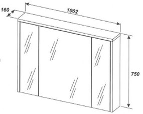 Comad Hampton Concrete 842 FSC spiegelkast 100cm eiken/grijs