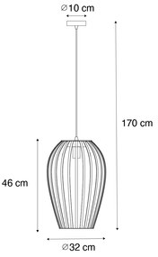 Design hanglamp zwart met opaal - Angela Design E27 rond Binnenverlichting Lamp