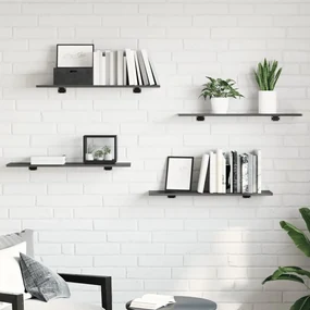 vidaXL Wandschappen 8 st 80x20x1,5 cm spaanplaat hoogglans grijs